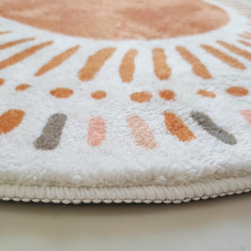 Poowe Cute Point Rings Kids Rug Round Alphabet Soft Area Rugs for Bedroom (Round 39.4") - Image 7