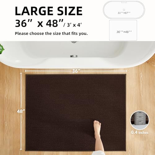 TYUU Large Bathroom Rugs Non Slip Washable Bath Rugs Super Absorbent Bathroom Rug Thin Quick Dry Low Pile Bath Mats, Brown 36"x48" - Image 2