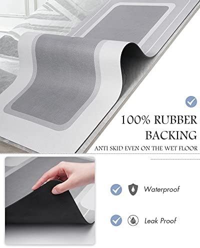MontVoo-Bath Mat Rug Runner Long Bathroom Mat Non Slip Super Absorbent Stain Resistant Quick Dry Thin Bathroom Rug Fit Under Door-Bath Mats for Bathroom Floor Bathtub Vanity-Bathmat 17"x50" Grey - Image 5