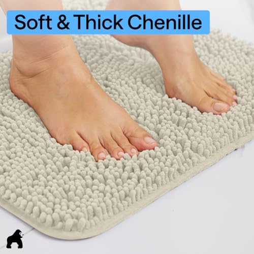 GORILLA GRIP Bath Rug Mat for Bathroom, Thick Chenille, 36x24 Dusty Cloud - Image 4