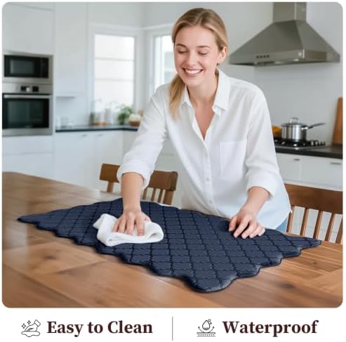 Arenarug Upgrade Scalloped Kitchen Mats for Floor 2PC, Navy Kitchen Rugs - Image 6