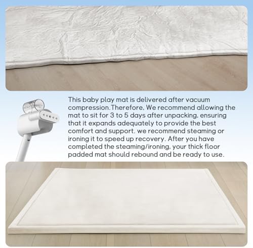 Baby Play Mat for Floor Nursery Rug Muscle Mat Area Rug Playroom Rug 39"x59" Playpen Mat Elastic Foam 1.3" Thick Crawling Mat for Babies,Toddlers, Infants, Kids,Cream - Image 6