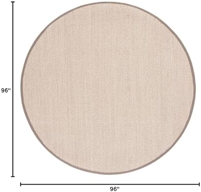 SAFAVIEH Natural Fiber Round Rug 8' Textured, Marble & Khaki NF143E - Image 2