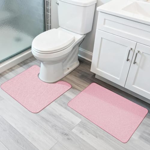 Bosap Bath Mat Set 2 Pieces,Ultra Thin Bathroom Rugs,Rubber Toilet Rugs by BosapDirect