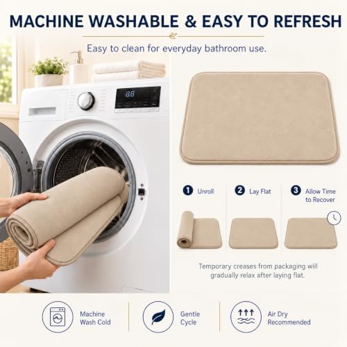 Beige Bath Mat Sets Extra Soft Memory Foam Bathroom Rugs 3 Piece Non Slip Absorbent & Dry Living Mat Sets Washable Bath Carpets with Toilet Rug,Bath Rugs for Bathroom,Tub,Shower,Kitchen,Bedroom - Image 6