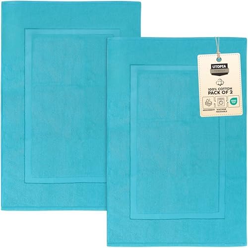 Utopia Towels Cotton Bath Mat, 21x34 in, 2 Pack, Turquoise by UTOPIATOWELS
