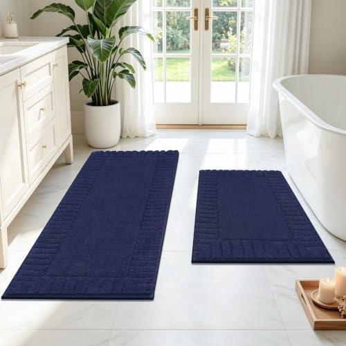 Pauwer Bathroom Rugs Sets 2 Piece, Non Slip Plush Bath Mats, Dark Grey by Pauwer