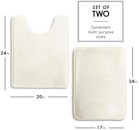 Clara Clark 2 Piece Bathroom Rugs, Velvet Memory Foam Bath Mat Set, Non-Slip Bath Rugs, Machine Wash, Dries Quickly, Ultra Soft Plush Bath Mats for Bathroom, 17 x 24 + Contour, Off White - Image 2