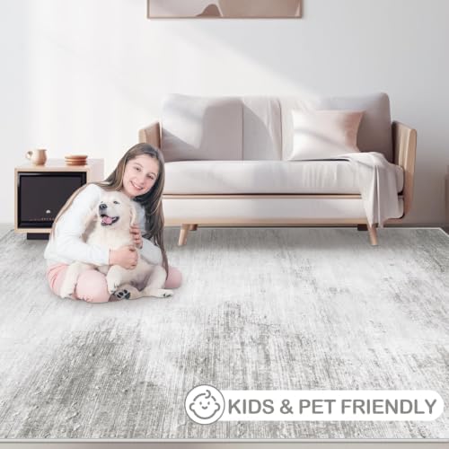 Area Rugs 5x7 Living Room: Washable Rug Modern Abstract Rugs Soft Non Slip Neutral Rug Stain Resistant Indoor Carpet for Bedroom Kitchen Dining Room Nursery Home Office Rugs(Grey,5'x7') - Image 5