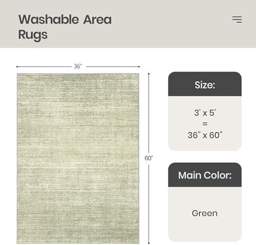 Valenrug 3x5 Area Rug Non Slip, Washable Entryway Rug for Bedroom Green - Image 2