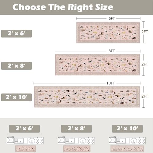 Pink Floral Hallway Runner Rug 2x8 for Bedroom Kitchen - Image 2