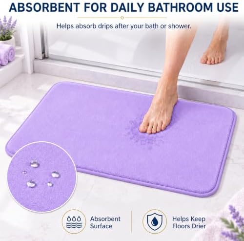 RUN HELIX Bathroom Rugs Sets 3 Piece, Soft Absorbent Memory Foam Bath Mats Set, Dry Fast Bath Mat, Machine Washable Bath Rug Set for Bathroom （Lilac） - Image 4