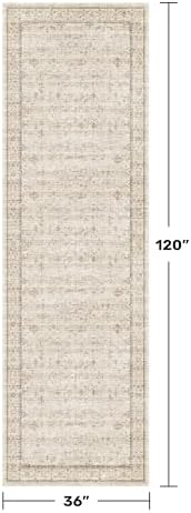 Beige 3x10 Washable Long Hallway Runner Rug Non Slip, Stain & Fade Resistant Farmhouse Kitchen Rug, Neutral Traditional Home Décor, Low Pile Non-Shedding Stain Resistant Oriental Carpet - Image 2