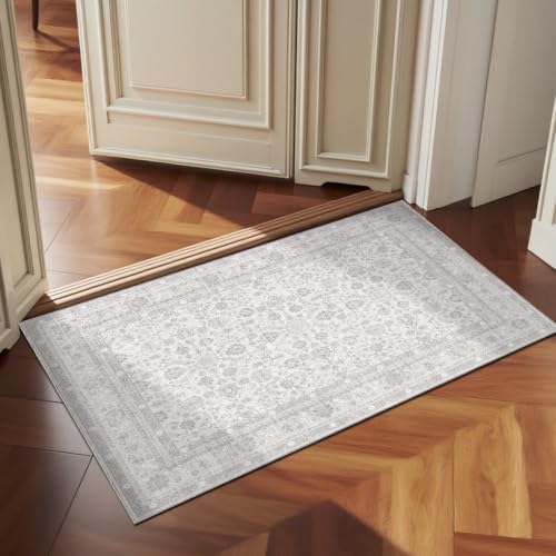 OPPODREAM Vintage Light Grey Area Rugs 2x3, Washable Rug for Living Room by OPPODREAM