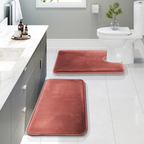 Clara Clark Bathroom Rugs, Velvet Memory Foam Bath Mat, Non-Slip Bath Rugs, Machine Wash, Dries Quickly, Ultra Soft Plush Bath Mats for Bathroom, by ClaraClark