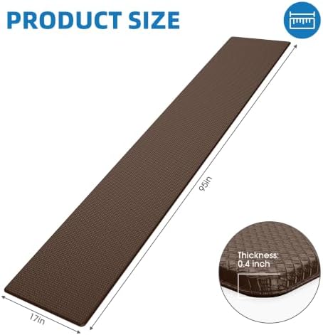 Kitchen Mats for Floor, Extra Long Anti-Fatigue Kitchen Rug, Brown - Image 2