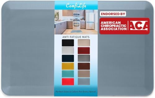 ComfiLife Anti Fatigue Floor Mat – 3/4 Inch Thick Perfect Kitchen Mat, Standing Desk Mat – Comfort at Home, Office, Garage – Durable – Stain Resistant – Non-Slip Bottom (20" x 32", Denim) by ComfiLife
