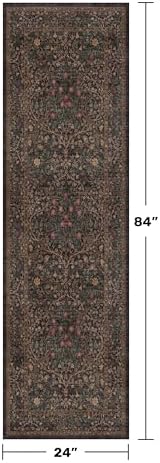 Boho Vintage 2x7 Long Runner Rugs for Entryway, Ultra Thin Kitchen, Bathroom, Hallway Rug, Low-Pile Washable Dark Brown Natural Floral Rug, Non-Slip Stain & Fade Resistant - Image 2