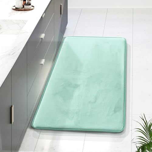 Clara Clark Bathroom Rugs, Velvet Memory Foam Bath Mat, Non-Slip Bath Rugs, Machine Wash, Dries Quickly, Ultra Soft Plush Bath Mats for Bathroom, 24 x 36, Light Blue by ClaraClark