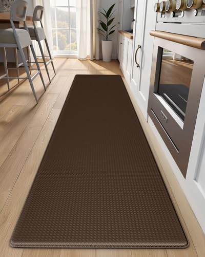 Kitchen Mats for Floor, Extra Long Anti-Fatigue Kitchen Rug, Brown by StepAura