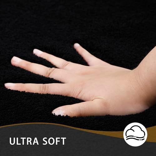 MINIDEAR Bathroom Rugs 44x24 Black- Thick Memory Foam Bath Mat, Ultra Soft & Plush Fluffy, Non-Slip, Quick Dry, Absorbent Washable Floor Microfiber Mat for Tub, Home Decor Accessories - Image 2