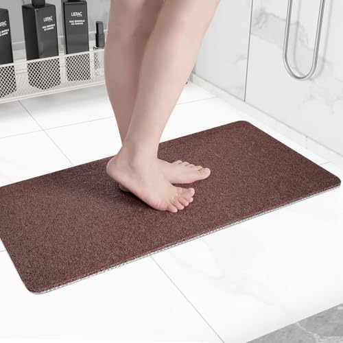 Hargiis Non-Slip Bathtub Mat, Anti Slip Shower Mat, Fast Drying Bathtub Mats, Foot Scrubber Mat, Anti Slip Mat for Tub, Floor, Bathroom, Kitchen, Home, Hotel (Brown 36"×24") by Hargiis