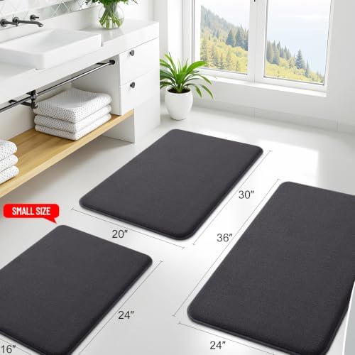 Smiry Memory Foam Bath Mat 24x16, Extra Soft Absorbent Bathroom Rugs - Image 2