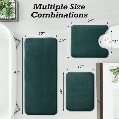 HUXMEYSON Bathroom Rugs Sets 3 Piece, Non-Slip & Quick Dry Bath Mat Set, Ultra Soft Velvet Bath Rugs for Bathroom, Toilet and Shower Floor, Peacock Blue - Image 2