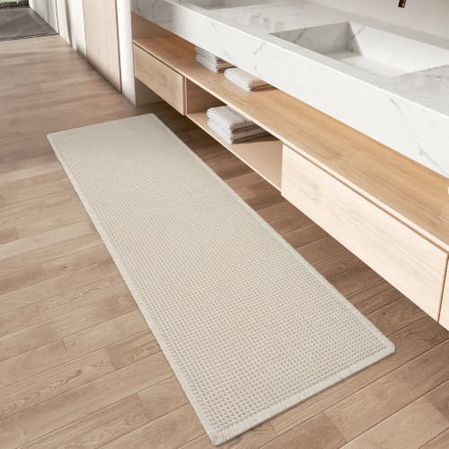 Upgraded Waffle Bath Mat Runner Absorbent Non Slip Bathroom Mat, 2' x 6' by AMOAMI
