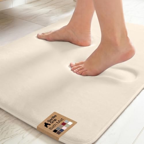 GORILLA GRIP® Memory Foam Bath Rug for Bathroom, 30x20 Cream by GorillaGrip