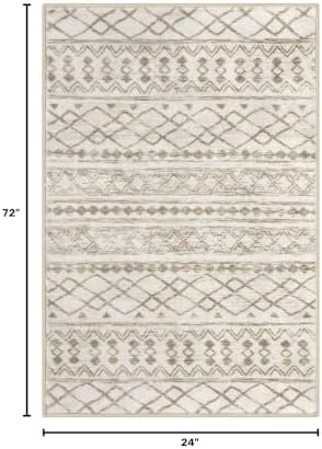 KUTA Moroccan Runner Rug 2x6 Vintage Beige Boho Hallway Kitchen Rugs - Image 2