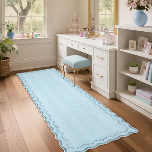 GarveeHome 2x6 Scalloped Washable Runner Rug Non Slip Hallway Kitchen Rug - Image 3