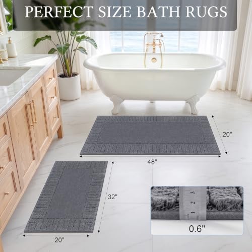 Pauwer Bathroom Rugs Sets 2 Piece, Non Slip Plush Bath Mats, Dark Grey - Image 2