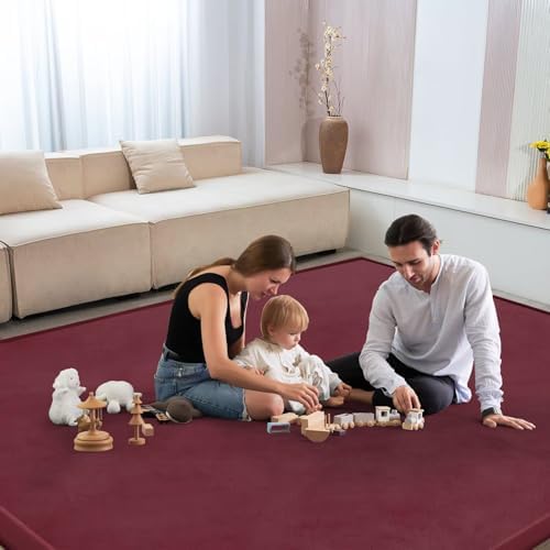 Baby Play Mat for Floor Nursery Muscle Mat Area Rug Playroom Rug 59x79" Elastic Foam 1.3" Thick Crawling Mat for Babies,Toddlers, Infants (Burgundy) - Image 3