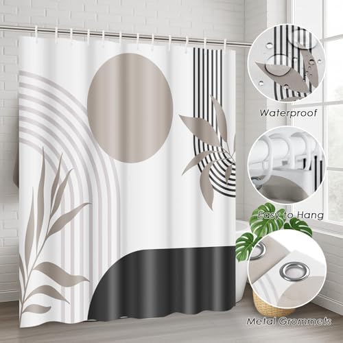 Bathroom Sets with Shower Curtain and Rugs Set of 4 Geometric Boho - Image 6