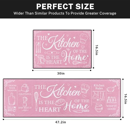 Kitchen Rugs Set of 2 Non Slip WashableFarmhouse Retro - Image 3