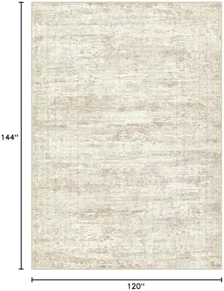 UERMEI 10x12 Area Rug Living Room Rugs - Washable Neutral Modern Abstract Soft Thin Rug Indoor Floor No Slip Rug Carpet for Bedroom Under Dining Table Home Office Decor - Beige/Brown - Image 2