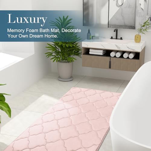 OLANLY Memory Foam Bath Mat Rug 47x24, Ultra Soft Bathroom Rugs, Pink - Image 6