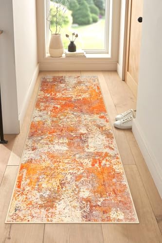 Lahome Modern Abstract Runner Rug - 2x6 Hallway Runner Rugs Long Bathroom Runner Washable Carpet Runner, Contemporary Soft Non Skid Indoor Floor Runners for Kitchen Laundry Room, Yellow/Gold/Cream - Image 7