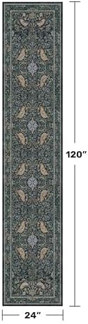 Washable 2x10 Extra Long Runner Rugs for Hallyway - Blue and Green Low Plie Indoor Rugs for Entryway, Floral Non Skid Waterproof Kitchen Floor Mats, Nature Leaf & Bird Décor - Image 2