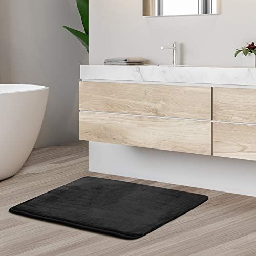 Clara Clark Bathroom Rugs, Velvet Memory Foam Bath Mat, Non-Slip, Machine Washable Bath Rugs - Dries Quickly, Ultra Soft Plush Bath Mats for Bathroom, 17 x 24, Black - Image 2