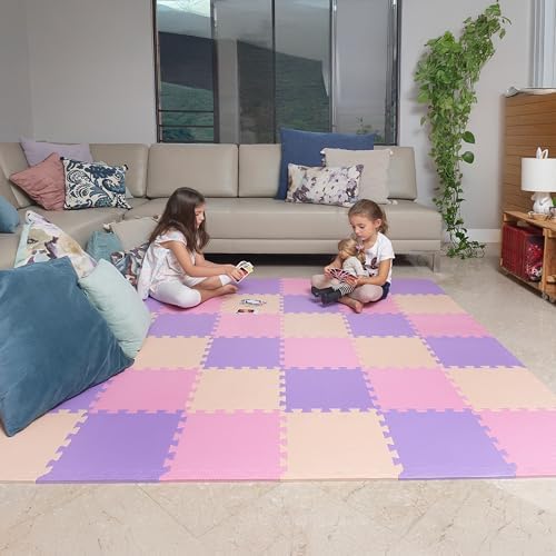 MioTetto Baby Play Mat, Soft Foam Floor Tiles for Kids. Adjustable Interlocking Foam Tiles, Fits with 74x74 Playpen Baby mat for Crawling & Development, Safe & Non-Toxic Playmat for Babies 6-12 Months by MioTetto