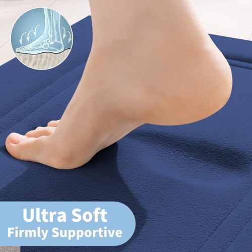Cupic Cupid Memory Foam Bath Mat 24"×16", Non Slip Bathroom Rugs, Navy Blue - Image 3