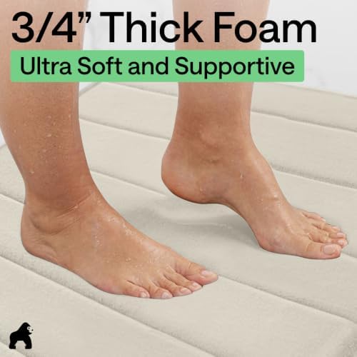 GORILLA GRIP Absorbent Memory Foam Bath and Shower Mat, 24x17 Champagne - Image 4