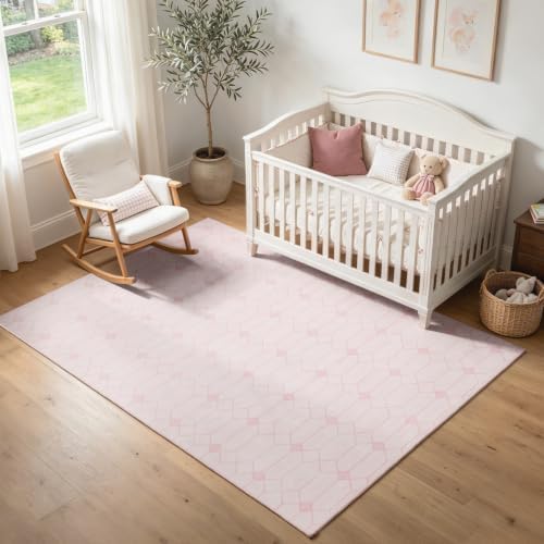 Washable Area Rugs 5'x7', Modern Geometric Carpet, Ultra Soft Non Slip Low Pile Rug, Stain Resistant Indoor Rug for Living Room Bedroom Dining Room Office Nursery Home Décor by BGASZMakeYourHomeMoreCozy