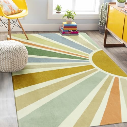 STARUIA Boho 5'x7' Area Rug, Washable Kids Rug for Playroom Classroom Dorm by STARUIA