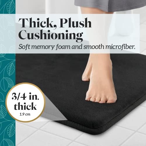 Memory Foam Bath Mat Non Slip Absorbent Super Cozy Velvet Bathroom Rug Carpet (72 inches X 24 inches, Black) - Image 4