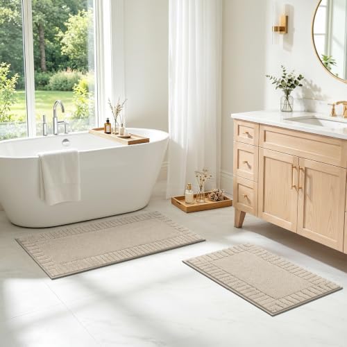Pauwer Bathroom Rugs Sets 2 Piece, Non Slip Plush Bath Mats, Dark Grey - Image 7