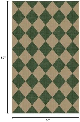 Lessymo Checkered 3x5 Outdoor Patio Rug, Washable Easy Jute for Entryway - Image 2