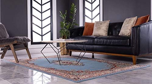 Unique Loom Reza Collection Traditional Persian Style Area Rug, Rectangular 5' 1" x 8' 0", Light Blue/Ivory - Image 2
